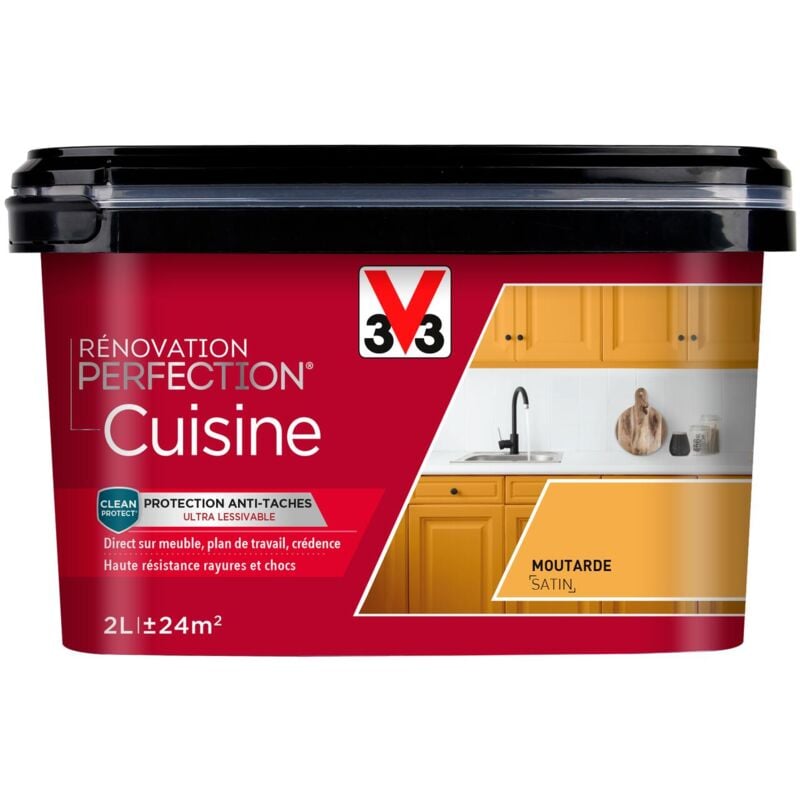 Peinture cuisine Rénovation perfection® V33 Moutarde satin 2L