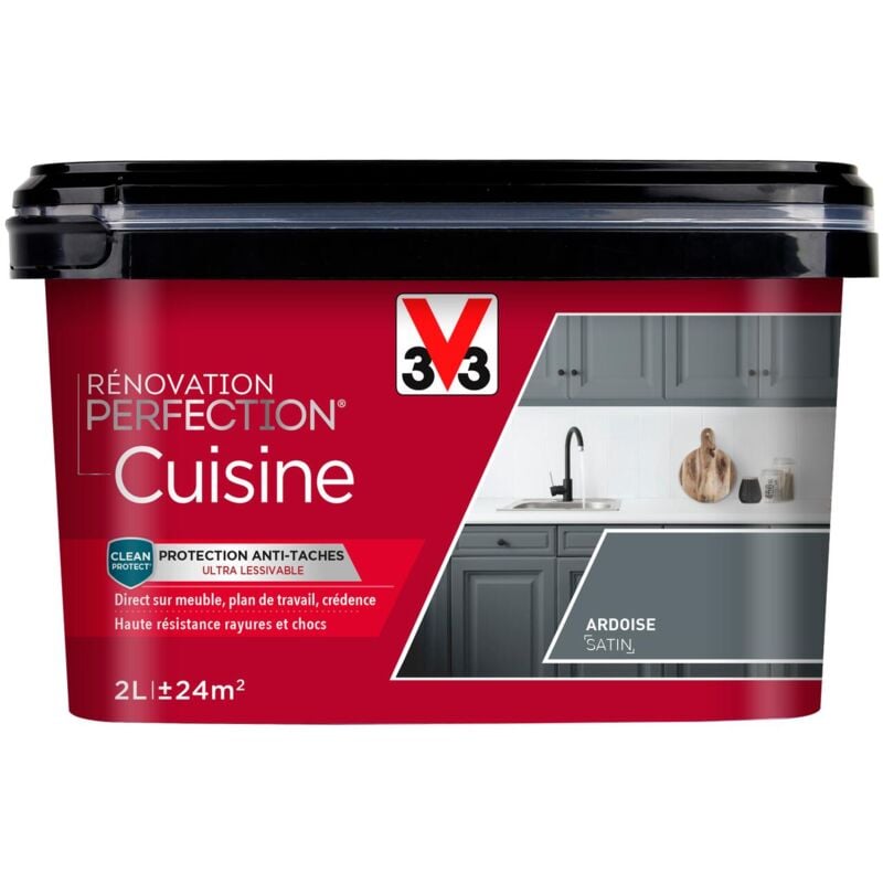 V33 - Peinture cuisine Rénovation perfection® Ardoise satin 2L