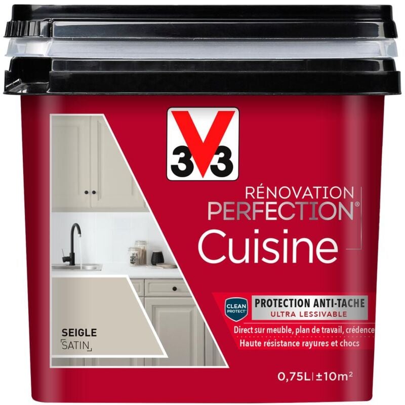 V33 - Peinture cuisine Rénovation perfection® Seigle satin 0,75L - Seigle