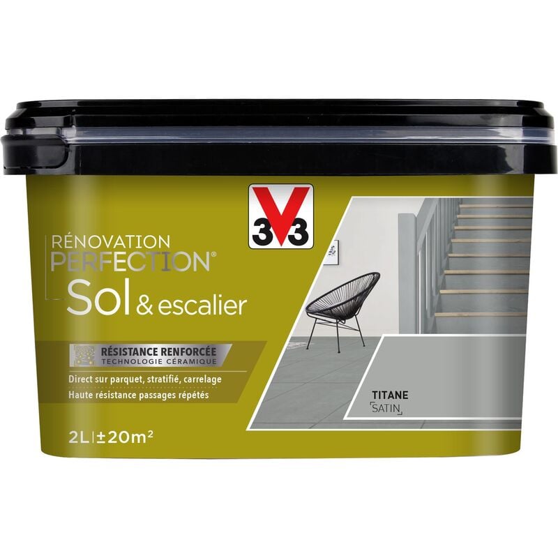 V33 - Peinture sols & escaliers Rénovation perfection® Titane satin 2L