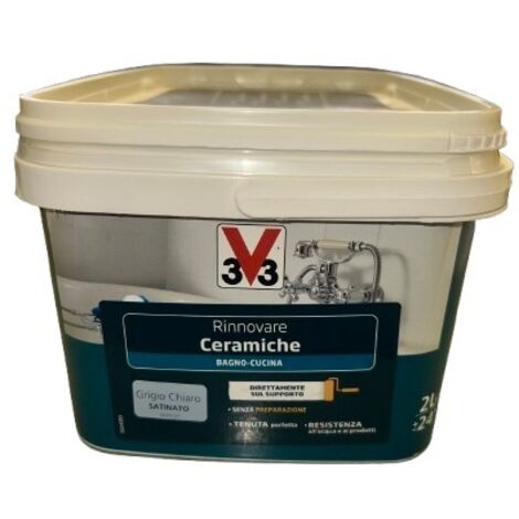 V33 - RINNOVARE CERAMICHE BAGNO-CUCINA GRIGIO CHIARO SATINATO 2 LT