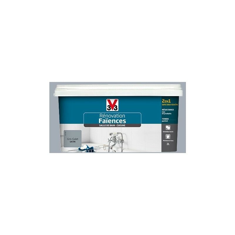 V33 - Rénovation Faïences Gris galet Satin 2 l - Gris galet