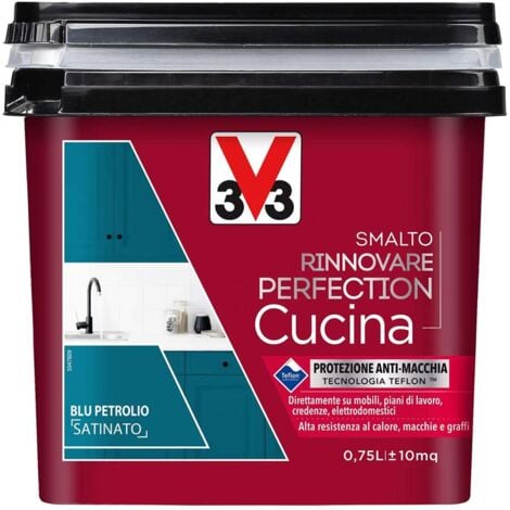 V33 Smalto Rinnovare Cucina - Blu Petrolio Satinato - 0,75 l