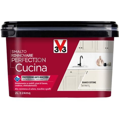 V33 Smalto Rinnovare Perfection Cucina Bianco Cotone Satinato 2 L