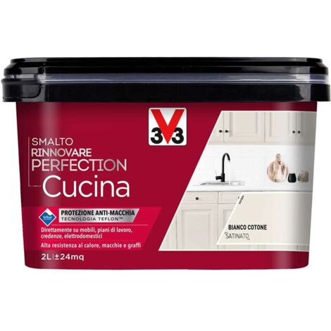 V33 Smalto Rinnovare Perfection Cucina Bianco Cotone Satinato 2 L