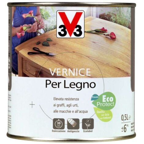 V33 Vernice per Legno Noce Chiaro 500 ml - Finitura Brillante Interna