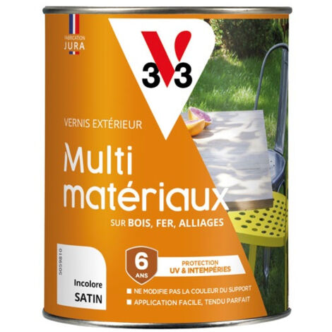 V33 – Vernis incolore satin 0,25 L – Protection durable pour bois extérieur – Résine alkyde uréthane – Efficacité 6 ans contre intempéries