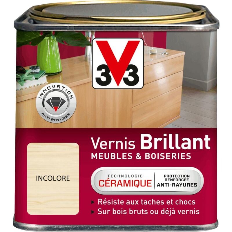 V33 - Vernis intérieur Meubles et boiseries Incolore Brillant 0,5L