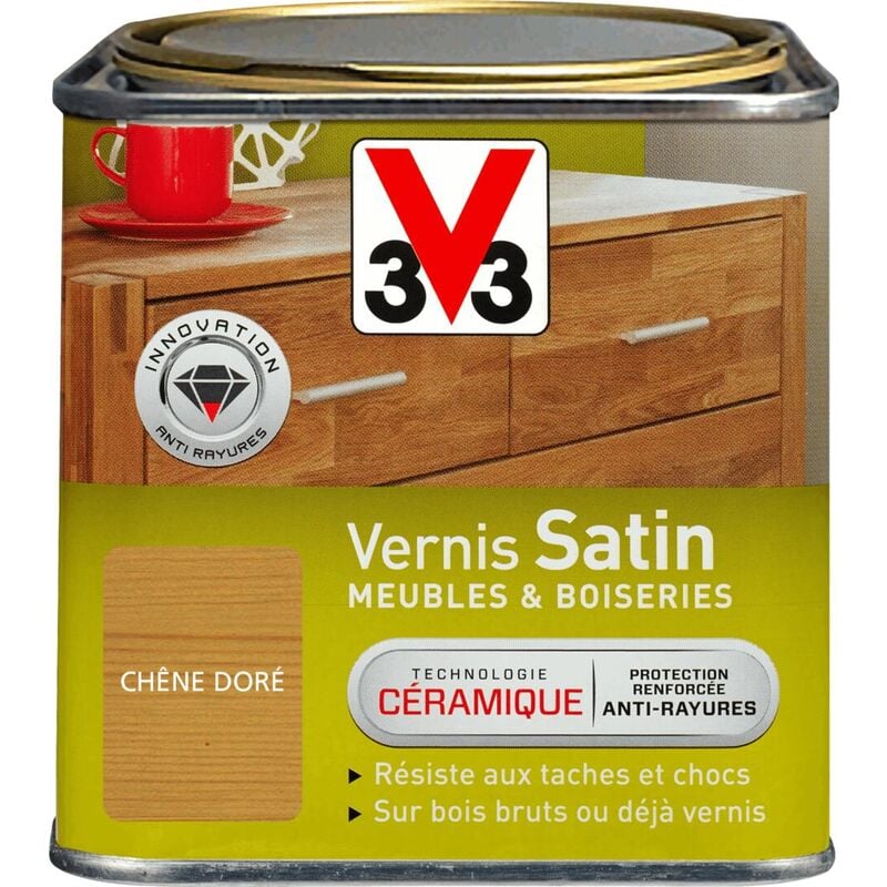 V33 - Vernis intérieur Meubles et boiseries Chêne doré Satin 0,5L