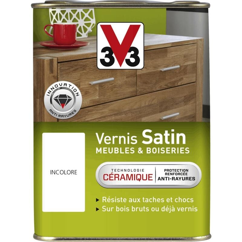 V33 - Vernis intérieur Meubles et boiseries Incolore Satin 1L
