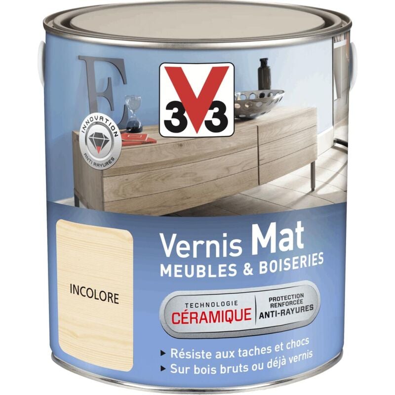 V33 - Vernis intérieur Meubles et boiseries Incolore Mat 2,5L