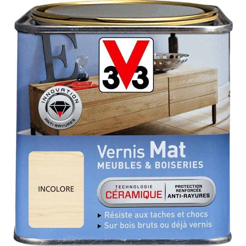 V33 - Vernis intérieur Meubles et boiseries Incolore Mat 0,5L