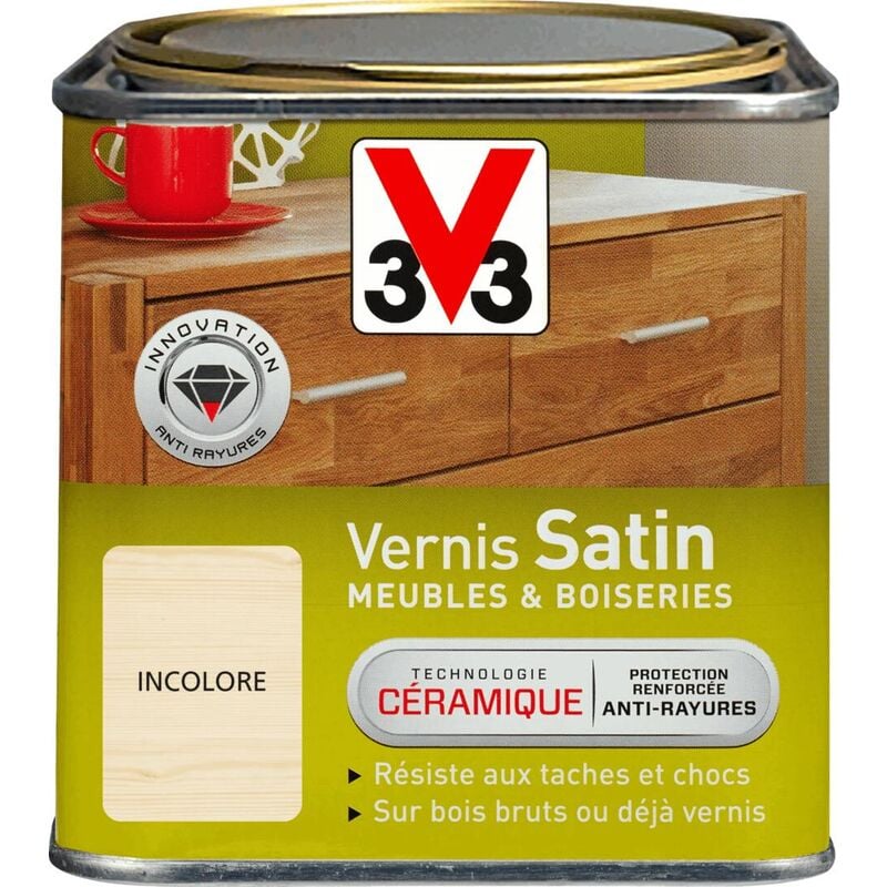 V33 - Vernis intérieur Meubles et boiseries Incolore Satin 0,5L