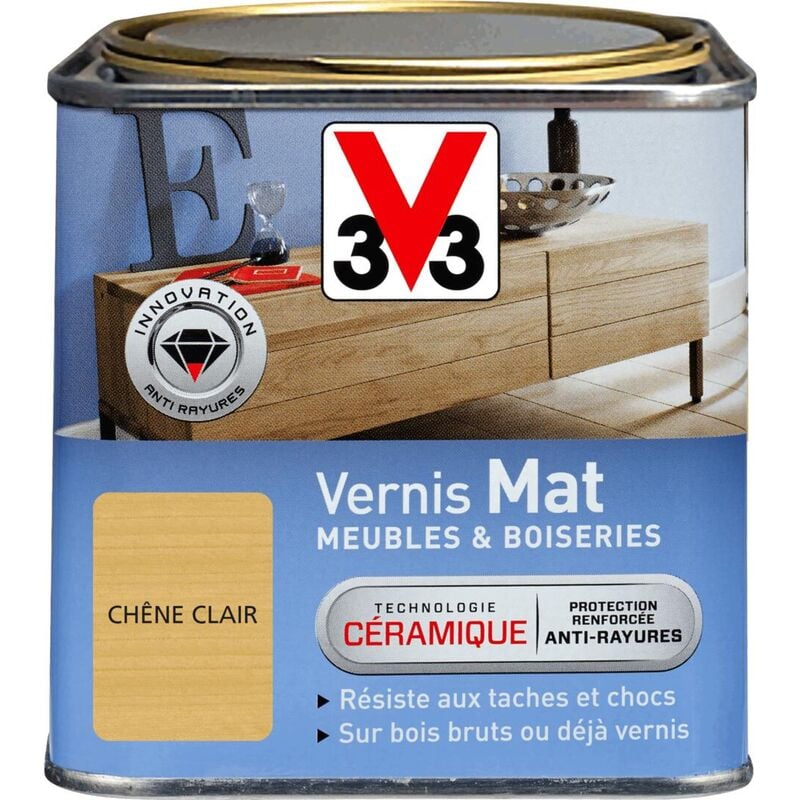 V33 - Vernis intérieur Meubles et boiseries Chêne clair Mat 0,5L