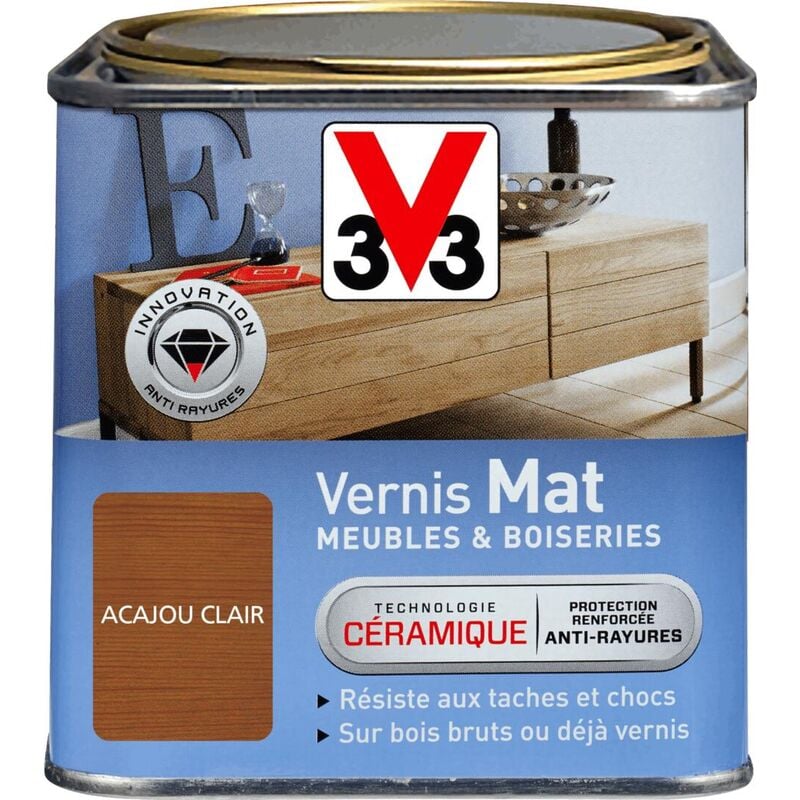 V33 - Vernis intérieur Meubles et boiseries Acajou clair Mat 0,5L
