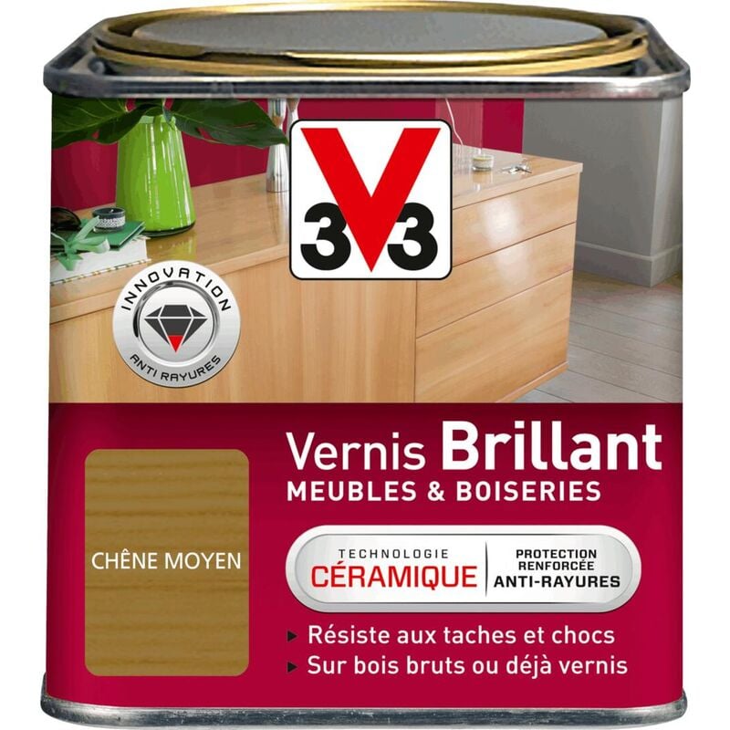 V33 - Vernis intérieur Meubles et boiseries Chêne moyen Brillant 0,5L