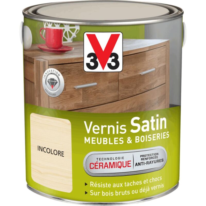V33 - Vernis intérieur Meubles et boiseries Incolore Satin 2,5L