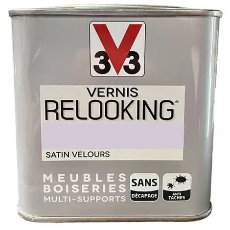 V33 – Vernis relooking guimauve satin velours 0,5 L – Finition velours pour meubles et boiseries – Application facile et rapide
