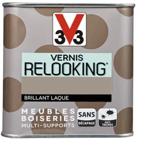 V33 – Vernis relooking taupe brillant laque 1 L – Finition brillante pour meubles et boiseries – Application facile sur toutes surfaces