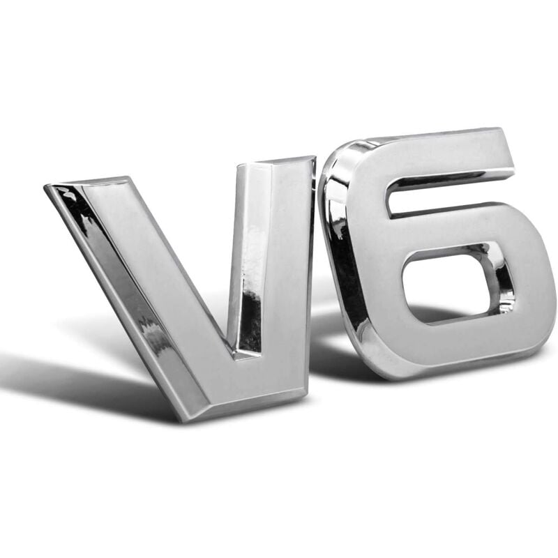 Image of Sjqka - V6-Emblem aus verchromtem Metall mit 3D-Logo für das Auto