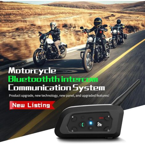 V6 Pro Intercom Moto, L'interphone de Casque de Moto Bluetooth Peut Connecter 6 Coureurs pour l'équitation, Le Ski et l'alpinisme. (1 Paquet)