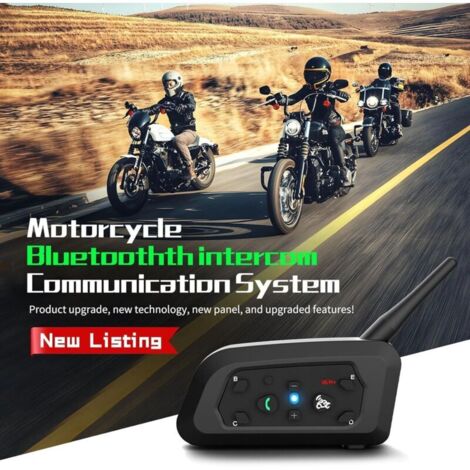 V6 Pro Intercom Moto, L'interphone de Casque de Moto Bluetooth Peut Connecter 6 Coureurs pour l'équitation, Le Ski et l'alpinisme. (1 Paquet)