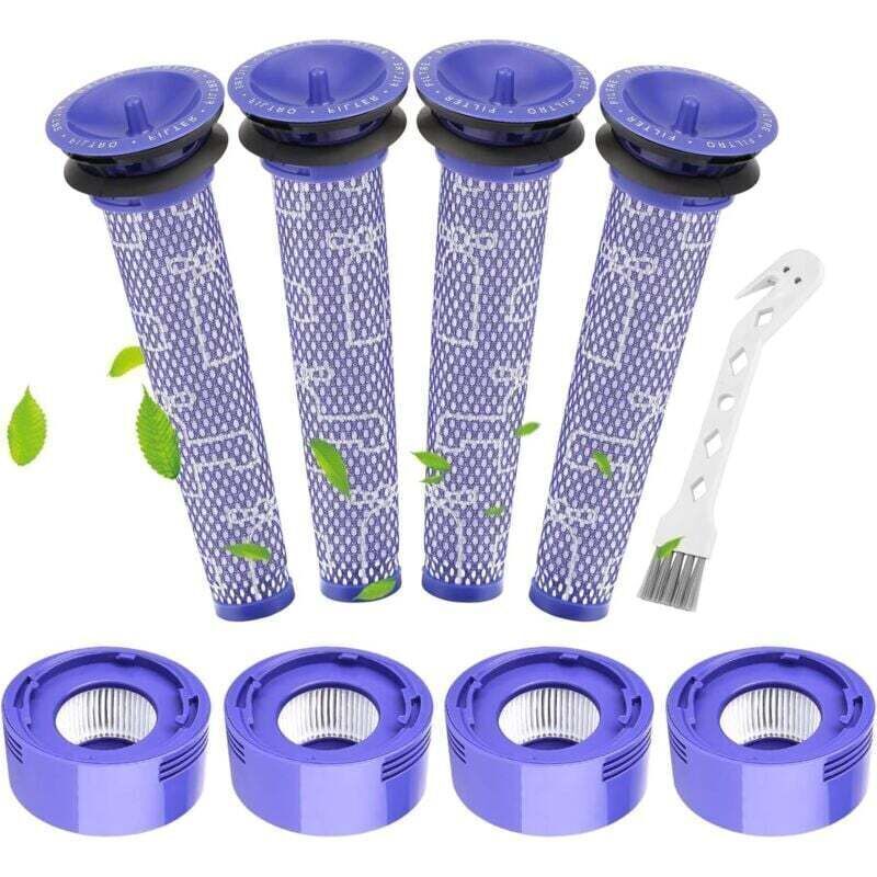 V7 V8 Pack of 4 replacement filters for Dyson V7 V8 Absolute Animal Series vacuum cleaners, 4 post-motor filters and 4 pre-filter kits, replaces