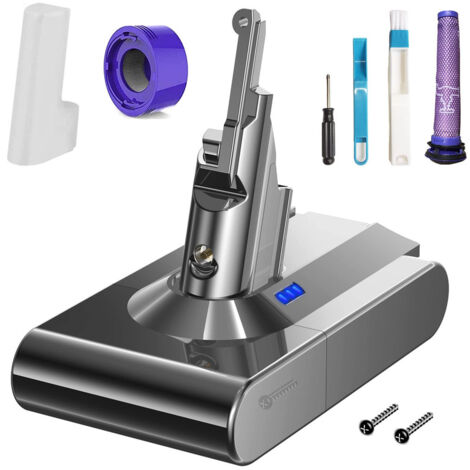 V8 21,6 V 5000 mAh Li-ion Ersatzakku Kompatibel mit Dyson V8 V8 Absolute, Dyson V8 Animal, Dyson V8 Fluffy mit 1 Filter + 1 Post-HEPA-Filter + 1 Bürste + Schraubendreher