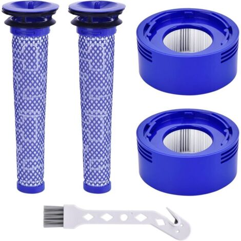 V8 pour Dyson 2 pièces V7 V8 Pré-Filtre et Filtre Moteur pour Dyson V8 V7 Animal Plus Extra Absolute Fluffy Aspirateur à Batterie Motorhead Ensemble de Filtres Hepa avec Brosse de Nettoyage