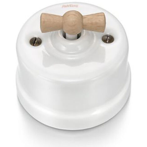 Va et Vient avec passe câbles Porcelaine blanche Manette Hêtre naturel GARBY - FONTINI