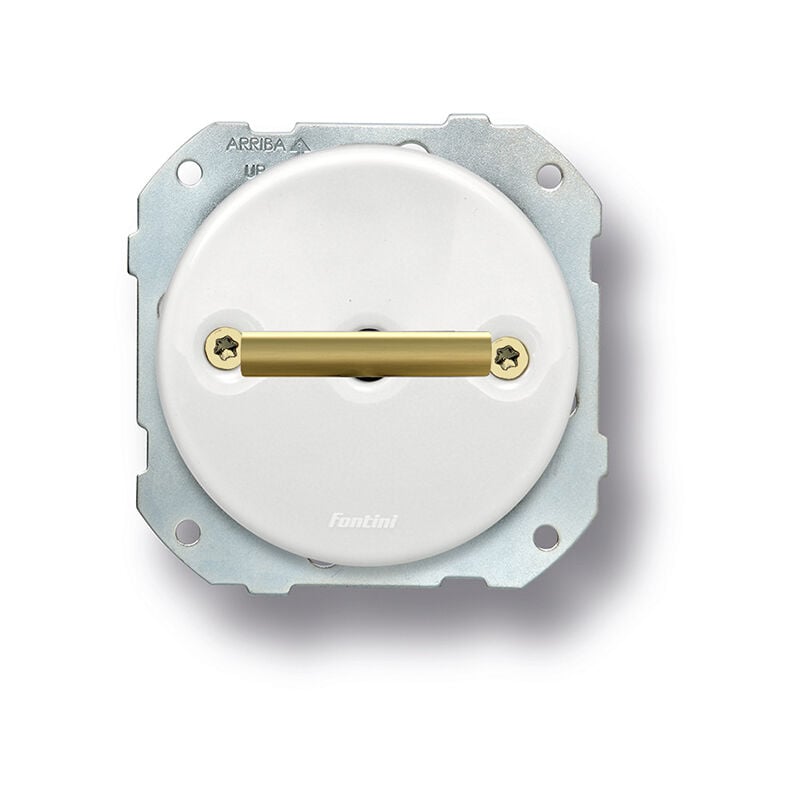 Va-et-vient double métal laiton doré satiné porcelaine blanche do low Fontini