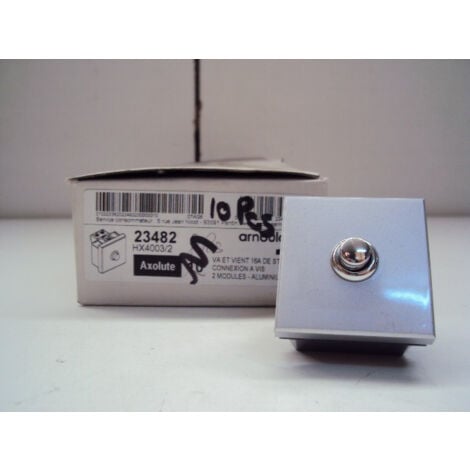 Va et vient style bouton rond alu 2 modules bornes vis (23482) AXOLUTE BTICINO HX4003/2