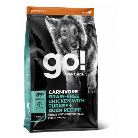 Va Poulet sans grain de carnivore, Turquie + chien de chien adulte de canard - 1,6 kg