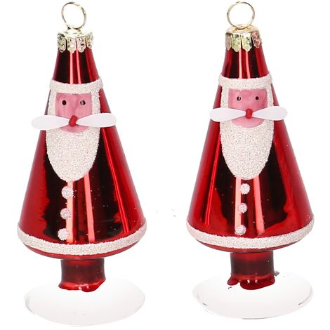Vacchetti Giuseppe Confezione 4 addobbi Babbo Natale per albero in vetro con gancio, 6333240000
