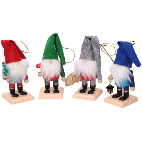 Vacchetti Giuseppe Confezione 4 gnomi misti per addobbo albero e da tavola alti 12cm, 6320600000