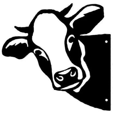 Vache qui regarde, sculpture murale en métal représentant un animal de ferme ou de jardin, ornement