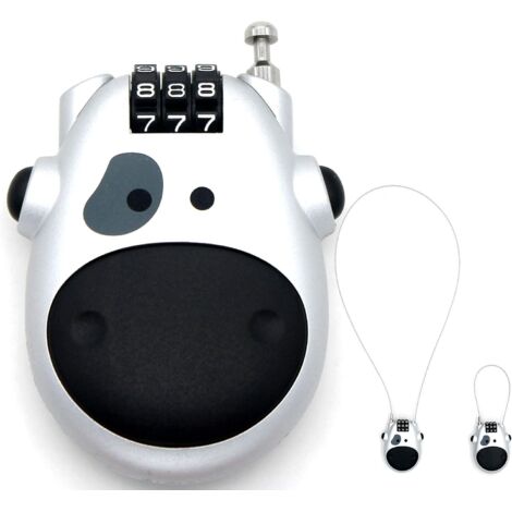 Vache Réinitialisable Combinaison de Verrouillage, 3 Chiffres Verrou de cble pour Valise, Dossiers Suspendus, Valise, Valise Baggage Verrouille, à l'école Gym Locker