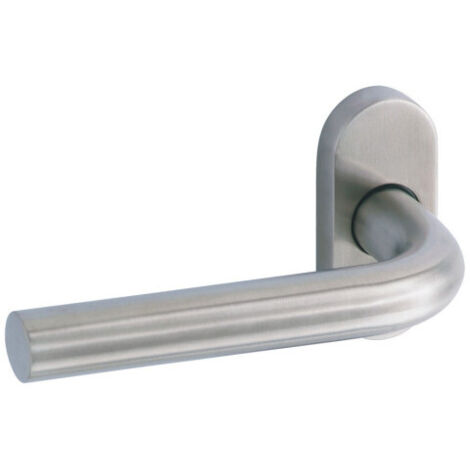 Vachette – Béquille double coudée inox 202 brossé – Rosace étroite 32mm – Tige carrée 7mm – Entraxe 50mm pour portes 38 à 55mm