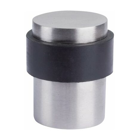 Vachette – Butoir de sol inox cylindrique 40mm – Finition brossée et chromée – Livré avec vis et cheville – Pour portes intérieures