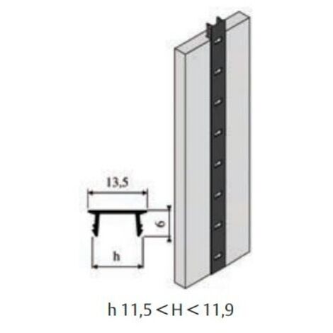 Vachette – Crémaillère aluminium à encastrer 2m – Alu brut – Pour systèmes de fixation – 290223
