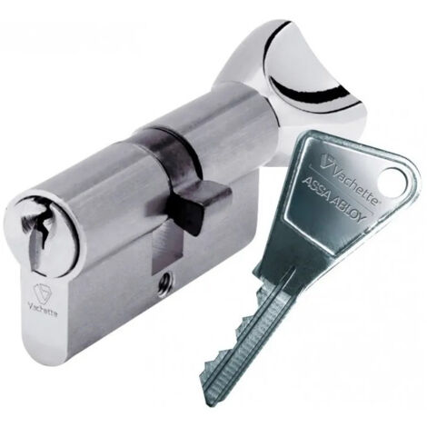 Vachette – Cylindre de serrure à bouton 30x30 mm – Nickelé – 5 goupilles – 3 clés fournies pour sécurité optimale – Référence 63111SC