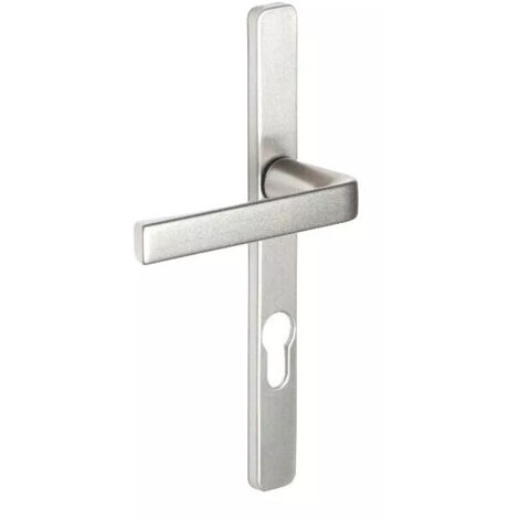 Vachette – Ensemble de béquille plaque étroite Kaza – Aluminium argent – Entraxe 195 mm – Carré 7 mm – Plaque 220 x 24 mm