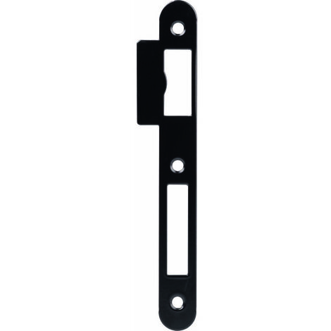 Vachette – Gâche plate pour serrure D351/D353/D355 – Dimensions 175 x 20 x 2 mm – Finition noire élégante – Bouts ronds pour intégration porte