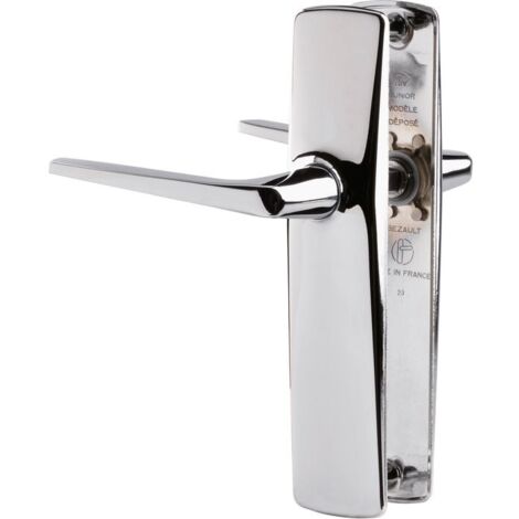 Vachette – Poignée de porte d'entrée à cylindre – Béquille double en zamak – Finition chromée – Entraxe 165 mm – Pour portes 40 mm d'épaisseur