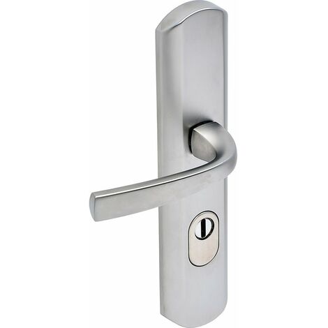 Vachette – Poignée de porte d'entrée Muze – Béquille double sur plaque longue – Entraxe 70mm – Épaisseur 38 à 48mm – Sécurité renforcée