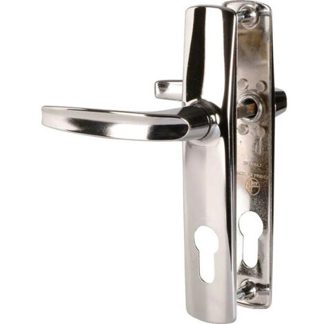 Vachette – Poignée de porte d'entrée zamak chromé miroir – Entraxe 165 mm – Fixation simplifiée – Compatible portes 40 mm