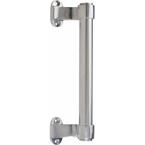 Vachette – Poignée de tirage coudée aluminium 220 mm – Diamètre 25 mm – Entraxe 66 mm – Finition polie argentée – Type 502