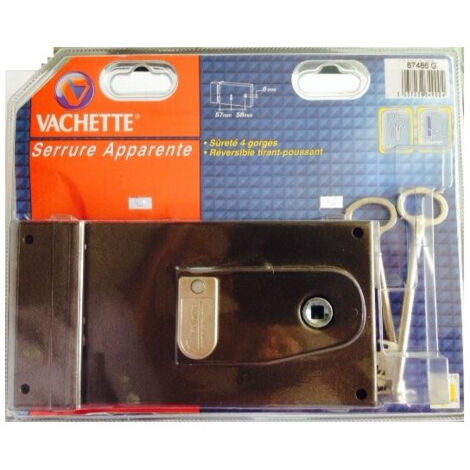 Vachette serrure à clé acier verni modèle bénarde 60 mm