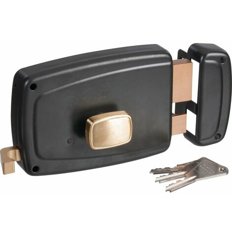 Vachette – Serrure multipoint en applique droite à tirage – Axe 70 mm – 3 clés incluses – Sens d'ouverture droite – Coffre acier peint