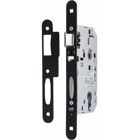 Vachette – Serrure monopoint à larder urgence 50mm T20 bout rond finition noir – Acier galvanisé pour sécurité renforcée – Installation réversible facile